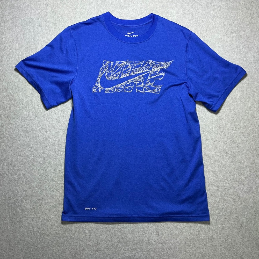 Nike Dri-FIT Graphic T-Shirt Royal Blue Mens Small Activewear Gym Top